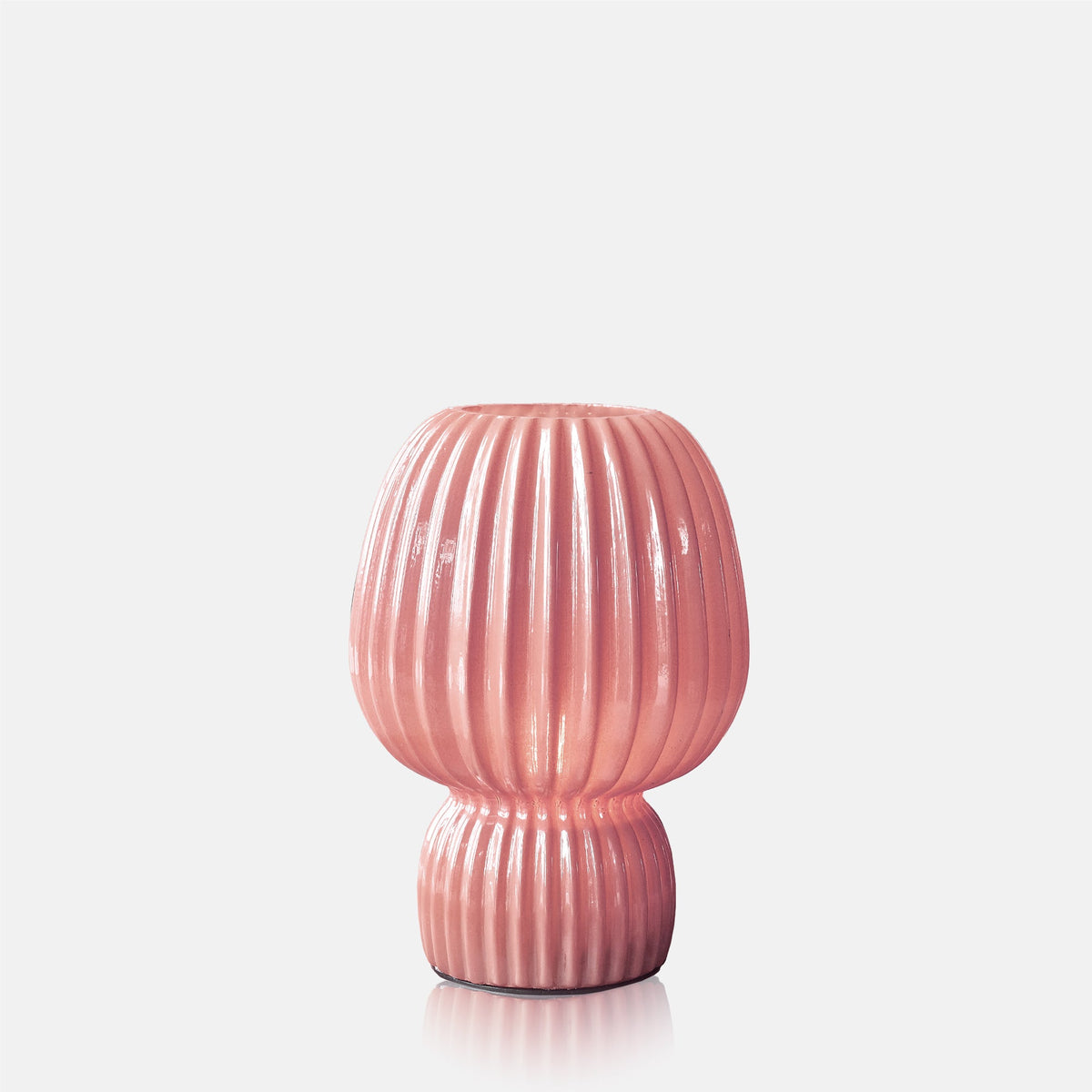 Finley Portable Table Lamp Ribbed Glass Cordless LED Pink