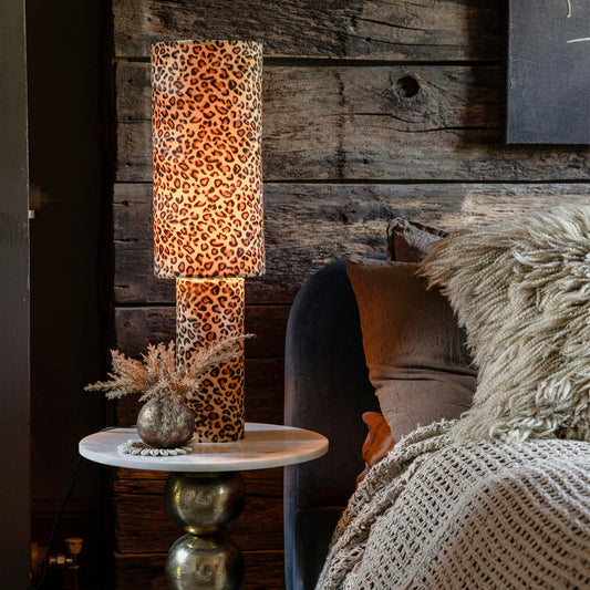 Rio Table Lamp Leopard Print Fabric Shade 73cm Plug-In