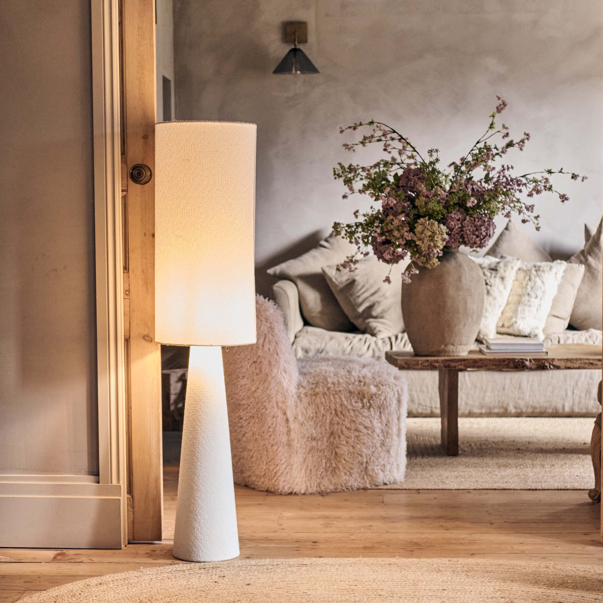 
Harriet Floor Lamp Soft Fabric Shade Statement Height Cream