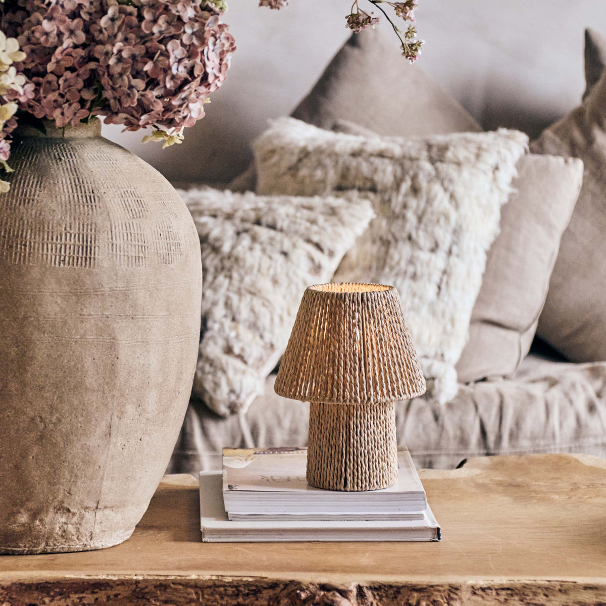 
Malone Portable Table Lamp String Wrapped Cordless LED Natural