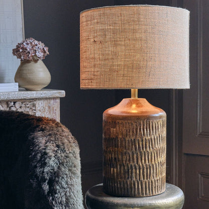 Wimbourne Table Lamp Mango Wood Natural Jute Shade 60cm
