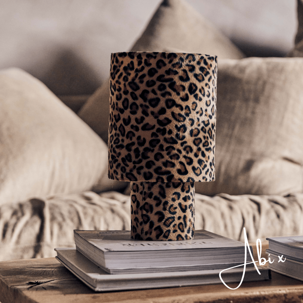 
Velma Table Lamp Leopard Print Velvet Fabric Shade Plug-In
