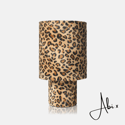 Velma Table Lamp Leopard Print Velvet Fabric Shade Plug-In