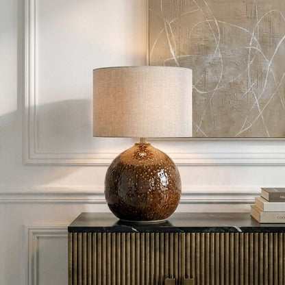 Redfern Ceramic Table Lamp Linen Shade Statement Size