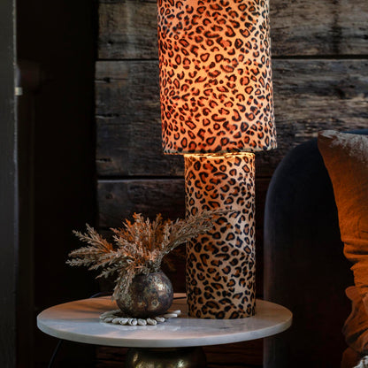 Rio Table Lamp Leopard Print Fabric Shade 73cm Plug-In