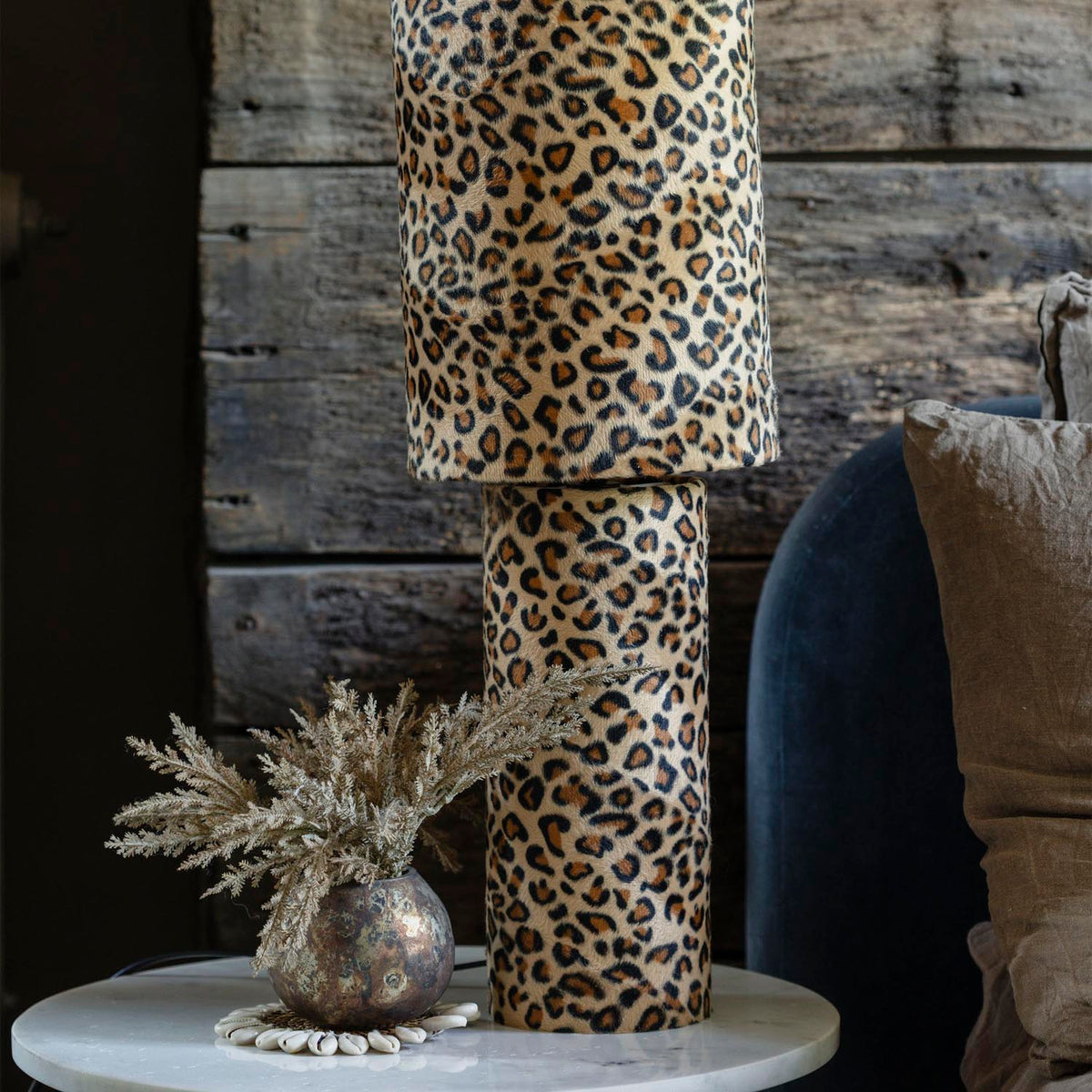 
Rio Table Lamp Leopard Print Fabric Shade 73cm Plug-In