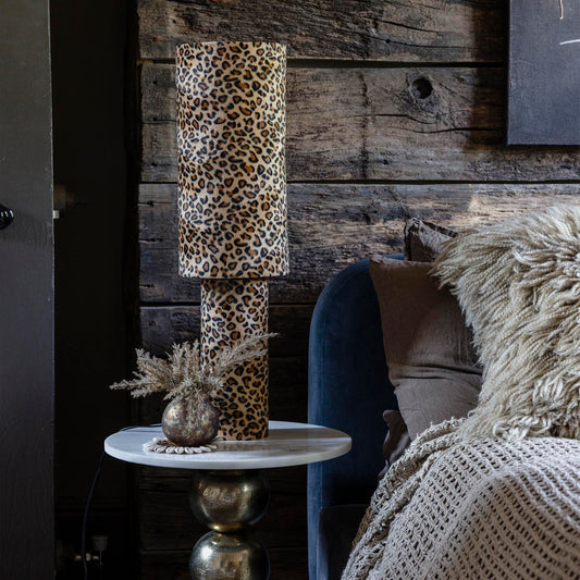 
Rio Table Lamp Leopard Print Fabric Shade 73cm Plug-In